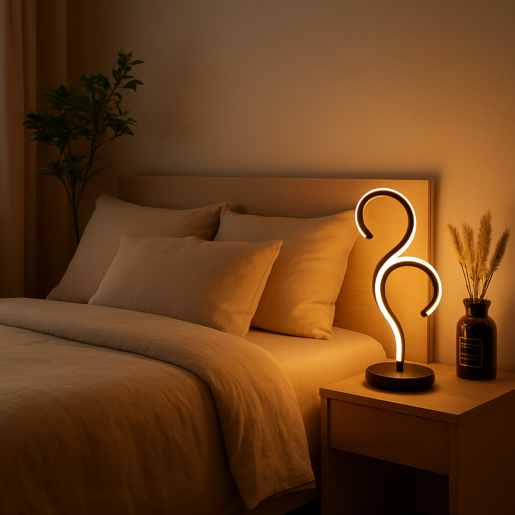 Lampe de chevet moderne en spirale noire