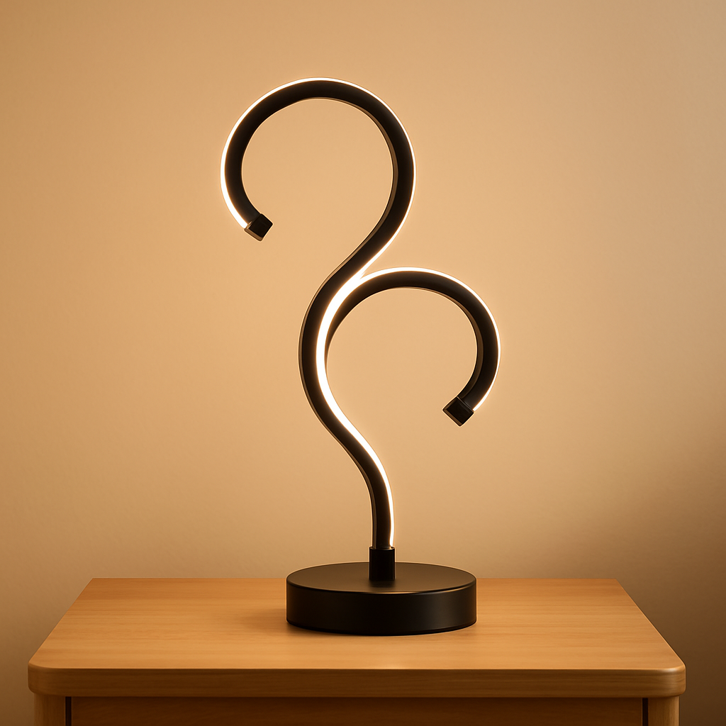 Lampe de chevet moderne en spirale noire