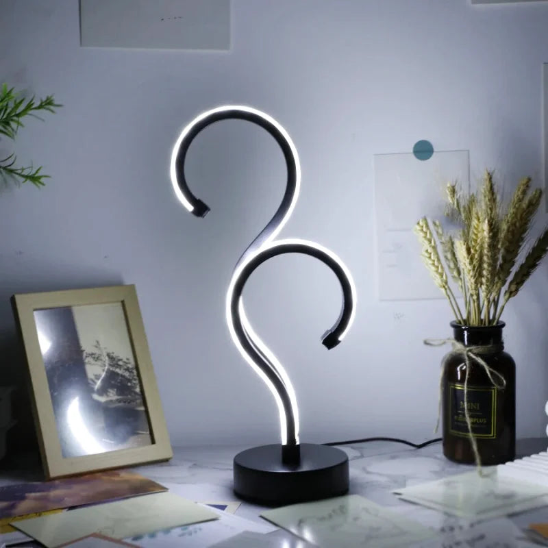 Lampe de chevet moderne en spirale noire
