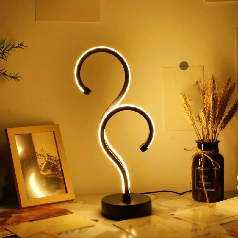 Lampe de chevet moderne en spirale noire