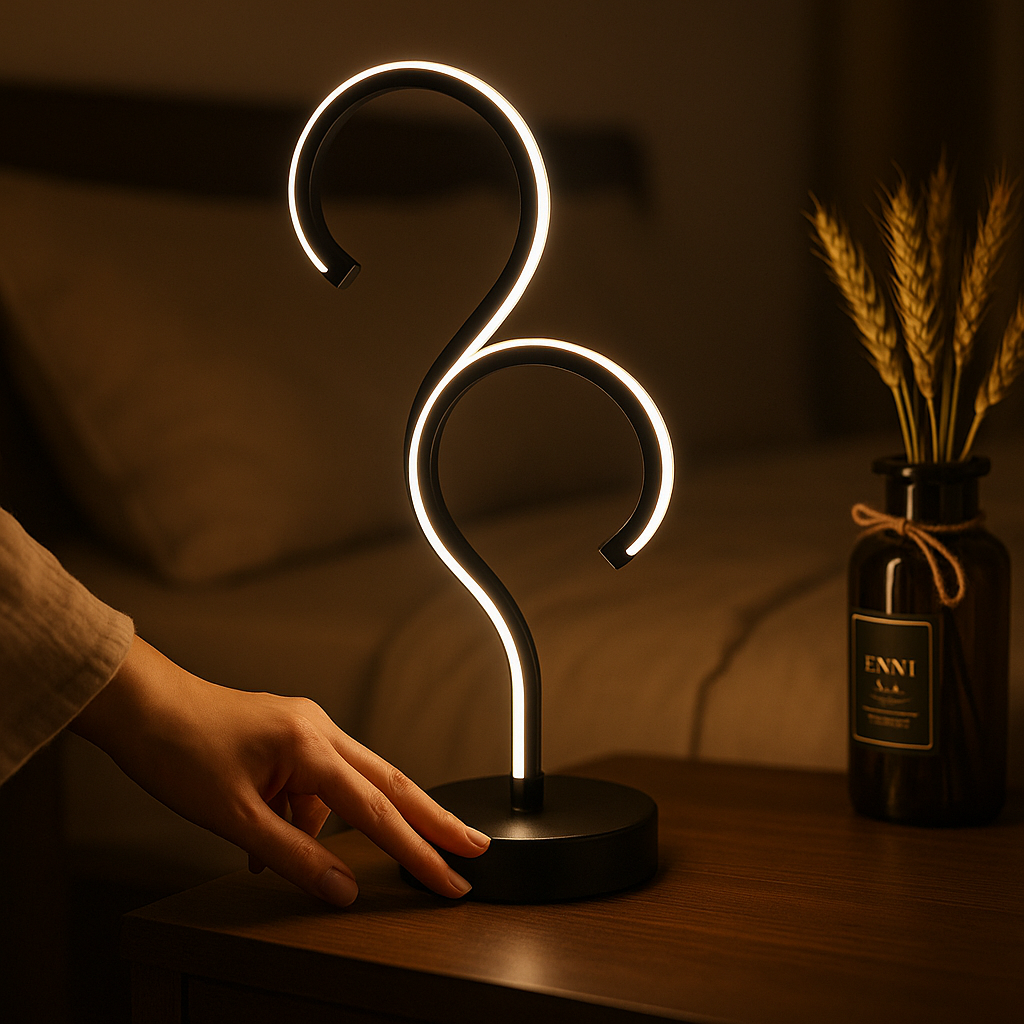 Lampe de chevet moderne en spirale noire