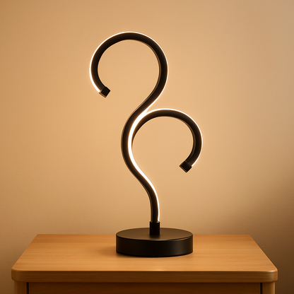 Lampe de chevet moderne en spirale noire