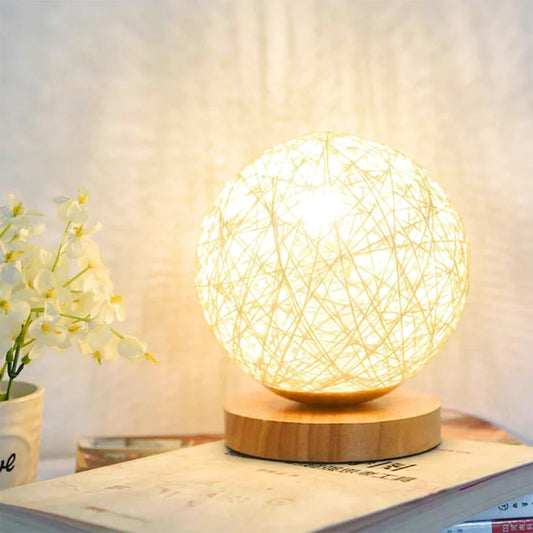 Lampe de chevet sphère lumineuse en fil tissé