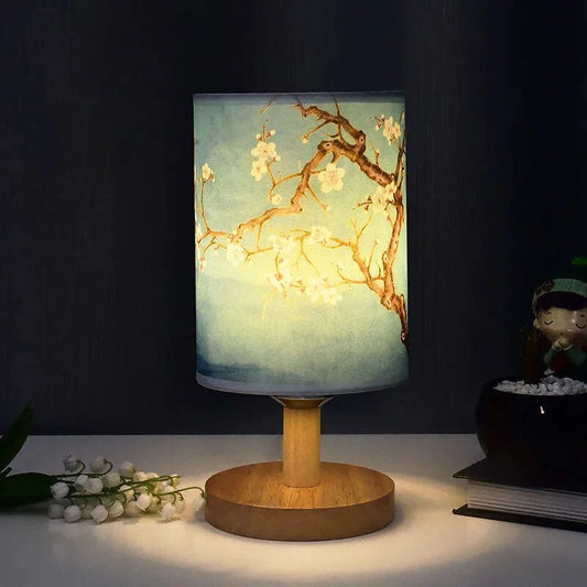 Lampe de chevet LED japonaise sur pied – Fleurs de prunier éternelles