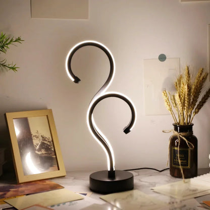 Lampe de chevet moderne en spirale noire