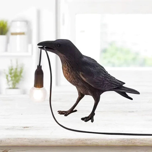 Lampe de chevet originale animal - corbeau noir